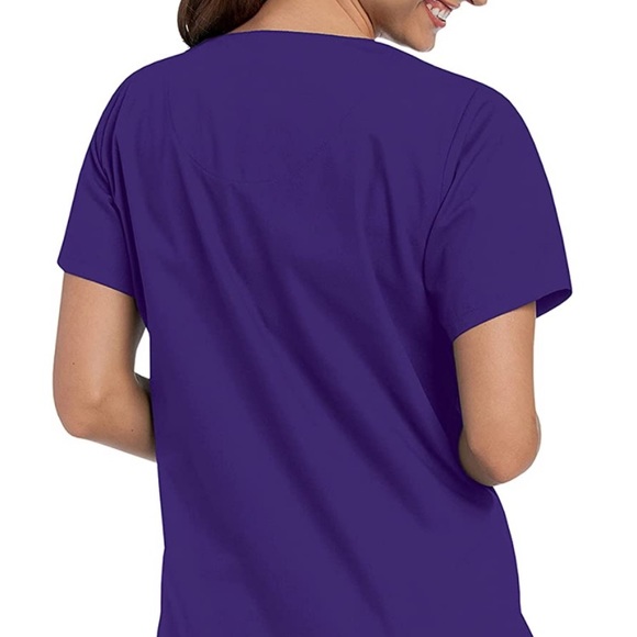Landau Women's 4 Pocket V-Neck Scrub Top, Grape 3XL - Picture 3 of 4